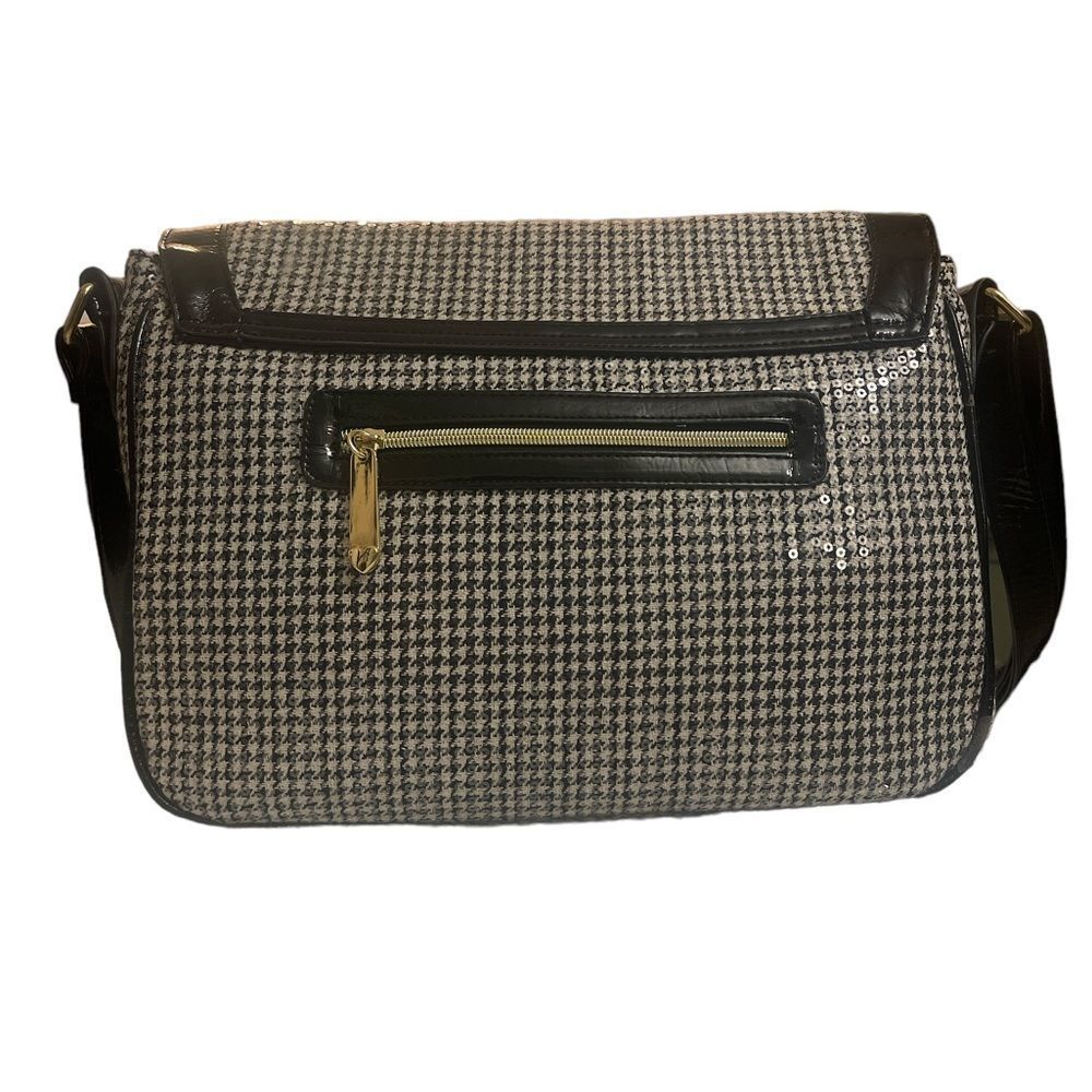 Betsey Johnson Black and Gray Houndstooth Shoulder Bag - Picture 3 of 7